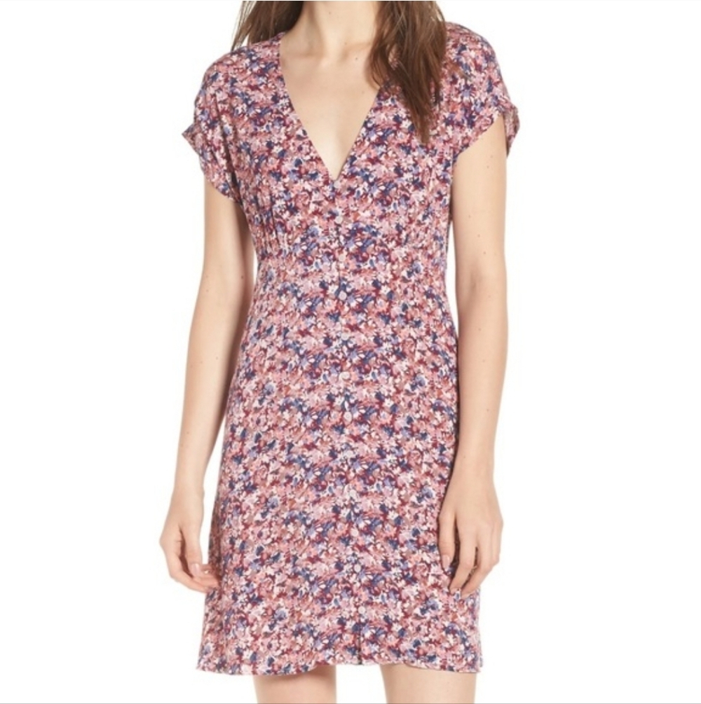 Ten Sixty Sherman Multicolor Floral Button Down Short Sleeve Dress XL